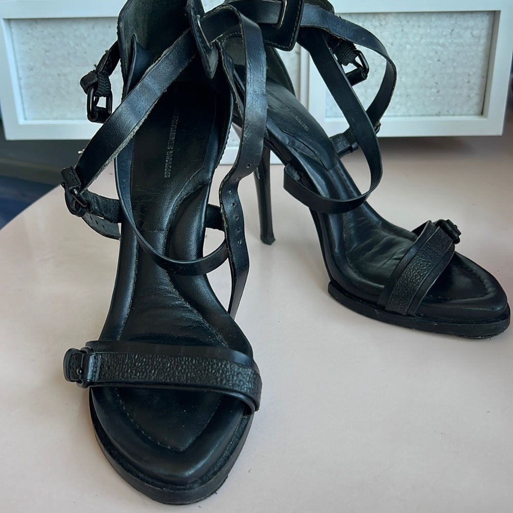 ALEXANDER WANG Strappy Black Leather Stilettos! Size 38